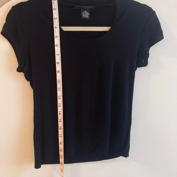 Black Normcore Scoop Neck Tee Shirt Size Petite S - Picture 4 of 6
